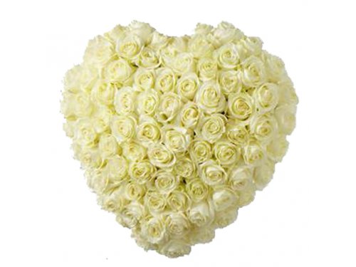 Сердце из белых роз